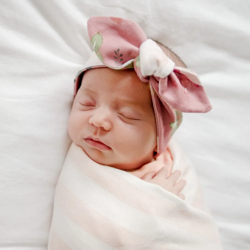 Antique Rose Floral Top Knot Headband