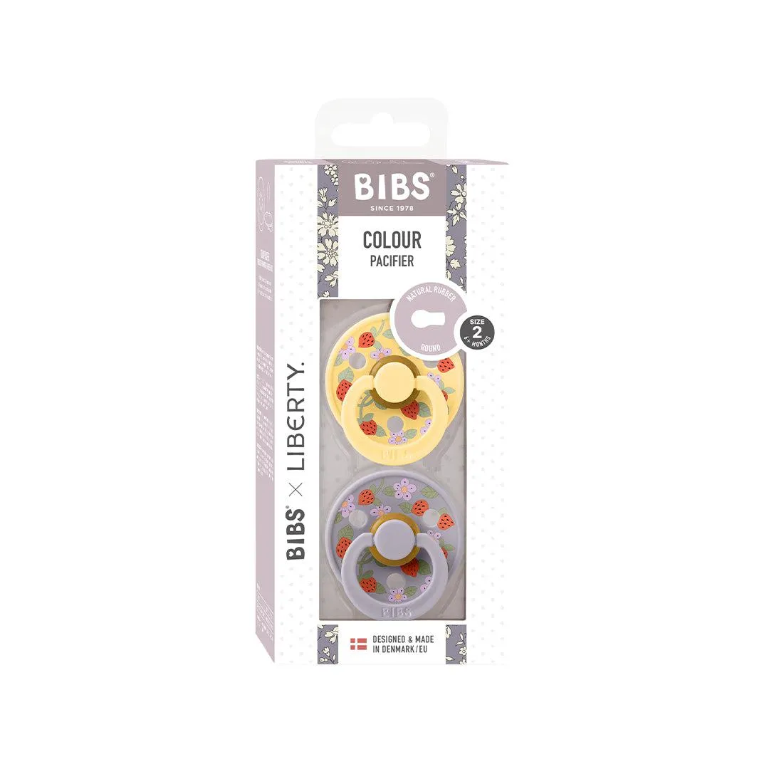 BIBS X LIBERTY Colour Latex Pacifier - 2 Pack - Pale Butter Mix - Strawberries and Cream