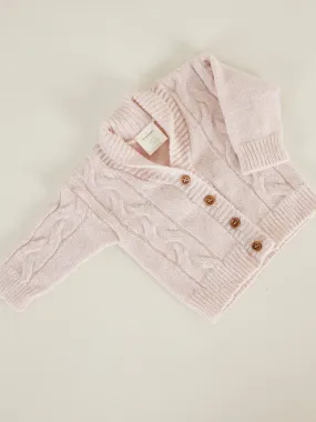 Cable Knit Cardigan | Blush Pink