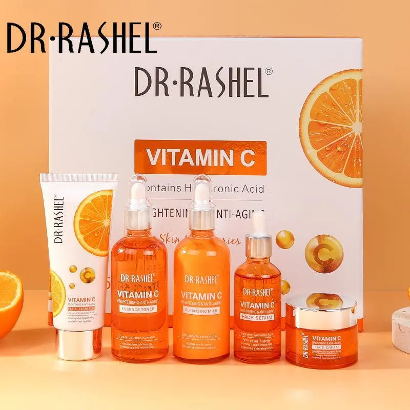 Dr.Rashel Vitamin C Brightening Anti Aging Skin Care Set Pack Of 5 In Gift Box