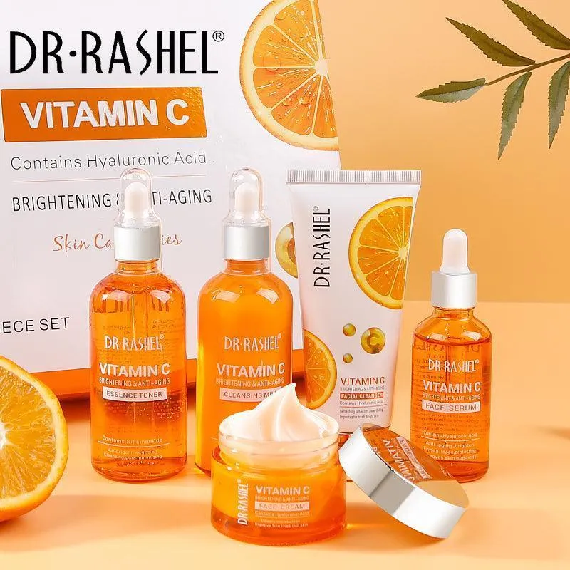 Dr.Rashel Vitamin C Brightening Anti Aging Skin Care Set Pack Of 5 In Gift Box