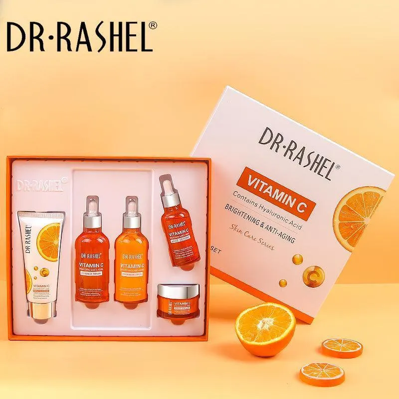 Dr.Rashel Vitamin C Brightening Anti Aging Skin Care Set Pack Of 5 In Gift Box