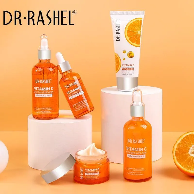 Dr.Rashel Vitamin C Brightening Anti Aging Skin Care Set Pack Of 5 In Gift Box