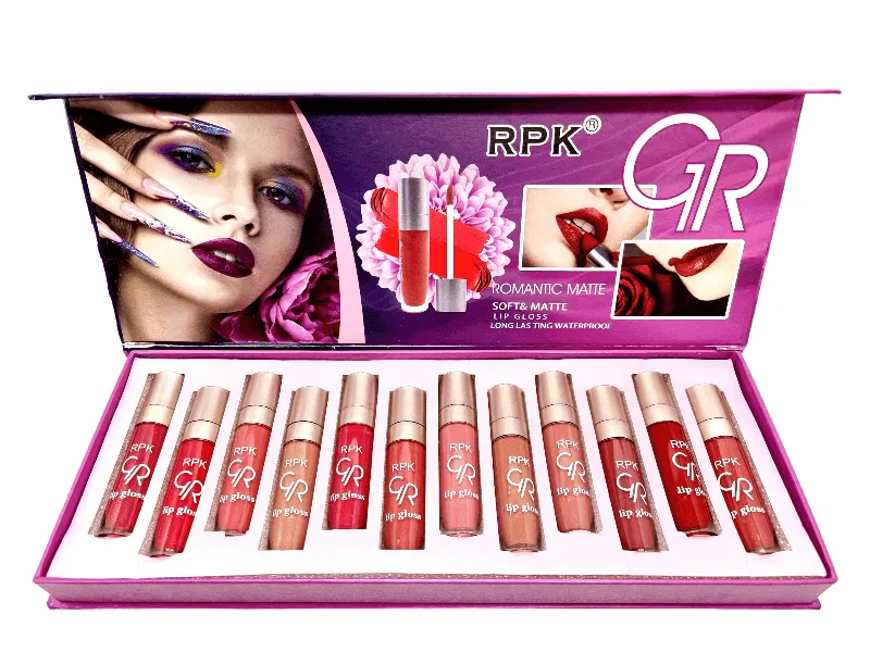 GR Soft & Matte Lip Gloss Long Lasting Waterproof - 12Pcs