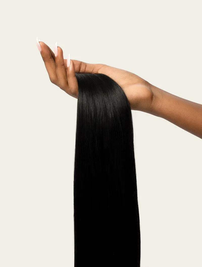 Jet Black, 12" Seamless Clip-In Hair Extensions, #N01 | 140g