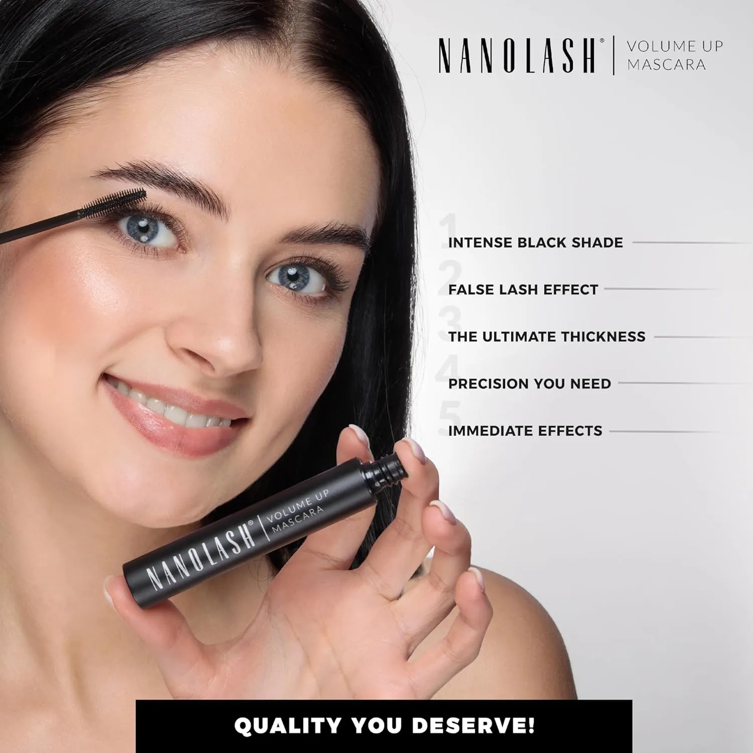 Nanolash Volume Up Mascara 10 ml - thickening mascara, effect of full and thick eyelashes, increasing volume, volumizing mascara, black mascara